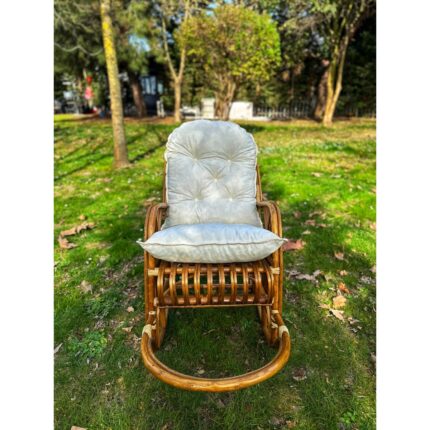 Klas Bambu Mobilya Sallanan Bambu Berjer Koltuk – Minderli, Doğal Bambu Renk, Şık ve Konforlu Tasarım - Görsel 2