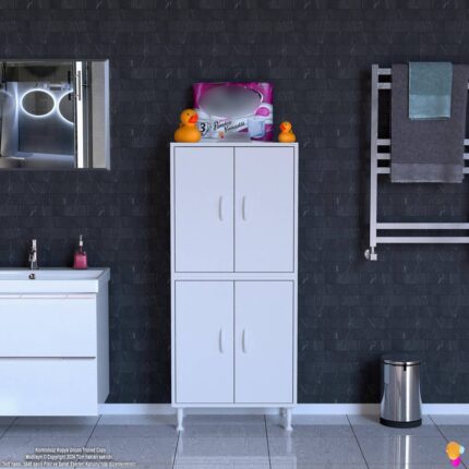 Modilayn İLKİM 55x138x32,5 cm Ekstra Düzen İçin Kullanışlı 4 Kapak 4 Bölmeli Banyo Mutfak Dolabı - Görsel 3