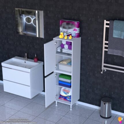 Modilayn İLKİM 45x138x32,5 cm Ekstra Düzen İçin Kullanışlı 4 Kapak 4 Bölmeli Banyo Mutfak Dolabı