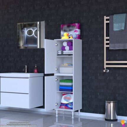 Modilayn İLKİM 50x138x32,5 cm Ekstra Düzen İçin Kullanışlı 4 Kapak 4 Bölmeli Banyo Mutfak Dolabı - Görsel 2