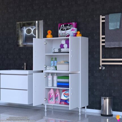 Modilayn İLKİM 75x138x32,5 cm Ekstra Düzen İçin Kullanışlı 4 Kapak 4 Bölmeli Banyo Mutfak Dolabı - Görsel 2