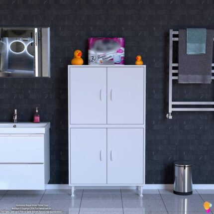 Modilayn İLKİM 75x138x32,5 cm Ekstra Düzen İçin Kullanışlı 4 Kapak 4 Bölmeli Banyo Mutfak Dolabı - Görsel 3