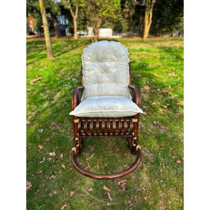 Klas Bambu Mobilya Bambu Sallanan Sandalye & Koltuk & Tv Koltuğu - Ceviz Renk, Dayanıklı ve Konforlu Tasarım - Görsel 3