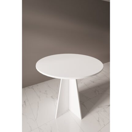 HMC Decor Modern Yuvarlak 100CM Yemek Masası-Mutfak Masası (Sandalyeler Temsilidir) Mat Beyaz Yuvarlakmasa, One Size - Görsel 4