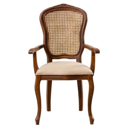 Gazzini Furniture Victoria Kolçaklı Hazeranlı Ahşap Oymalı Country Sandalye - Görsel 5