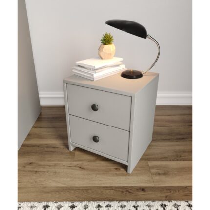 Cabinse %100 Mdf 2 Çekmeceli Komodin Gri-Soft Beyaz - Görsel 3