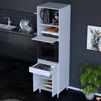 Modilayn Jolly Ankastre Dolap (60X239.7X56 Cm): 1 Çekmece, 3 Kapak, 4 Göz Raflı Mutfak, Kiler Dolabı - Görsel 3