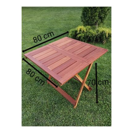 Birayse Ahşap 80X80  Iroko Mini Yemek Masası - Görsel 2