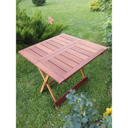 Birayse Ahşap 80X80  Iroko Mini Yemek Masası - Görsel 4