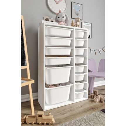 Baby Darling Mdf - Large Duo 14 Sepetli Oyuncak Dolabı  Beyaz - Görsel 2