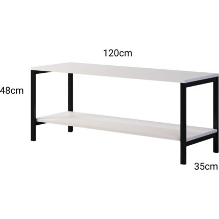 Mebars Oziba Tv Ünitesi Metal Ayaklı Televizyon Sehpası 120cm- Beyaz - Görsel 4