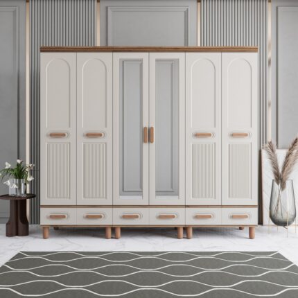 Monzio Otto 6 Kapaklı Çekmeceli Gardırop Tamamı Mdf (Aytaşı)
