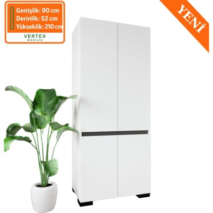 VM VERTEX MOBİLYA Floransa 4 Kapılı Flr-Ia2 Beyaz- Antrasit Gardırop