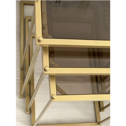 AssuCass Brad 3'lü Metal Zigon C Sehpa Gold-Bronz - Görsel 5
