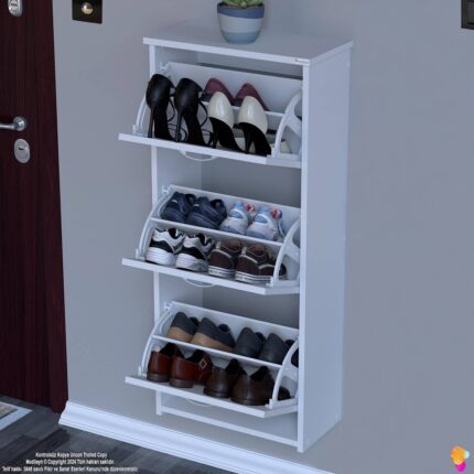 Modilayn West Asma Kapı Önü 52X116X26 Cm’lik 3 Düşer Kapak 6 Göz Bölmeli Ayakkabılık - Görsel 3