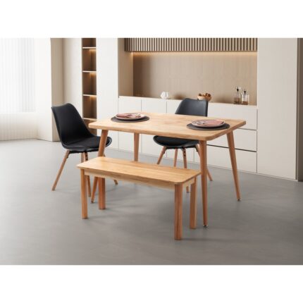 Bensett Kitta Yemek Masası, %100Masif Ahşap, 120x75 Cm, Naturel