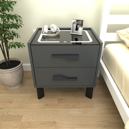 Decobox Diamond Antrasit Ledli Komodin - Görsel 2