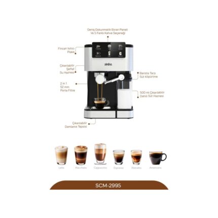 Sinbo Scm 2995 -Kapsül Kahve Aparatlı Inox Espresso Makinesi - Görsel 3