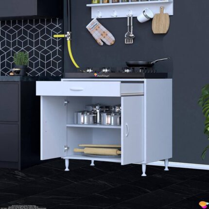Modilayn QPLAS (XXXL) Set Ocak Altı Dolap 80x88x56 cm Çekmeceli, Kapaklı 2 Göz Raf Bölmeli - Görsel 4