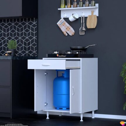 Modilayn DOQU (M) Set Ocak Altı Dolap 60x88x56 cm. Çekmeceli, kapaklı, tüp bölmeli ve baharat raflı - Görsel 4