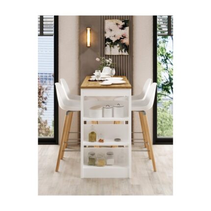 Kuzey Life Shelfy Bar Raflı Yemek Masası Safir Meşe - Görsel 2