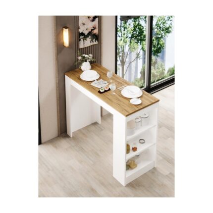 Kuzey Life Shelfy Bar Raflı Yemek Masası Safir Meşe - Görsel 3