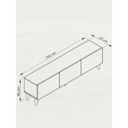 Umon Design Bohem Tv Ünitesi 150 cm Üç Kapaklı Mdf Kapak Raflı Ayaklı Tv Sehpası - Görsel 4
