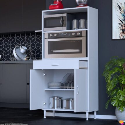 Modilayn VİO Fırın Dolabı (75x163,4x32.5 cm) Çekmeceli Kapaklı Mini/Midi Mikrodalga Mutfak Dolabı - Görsel 3