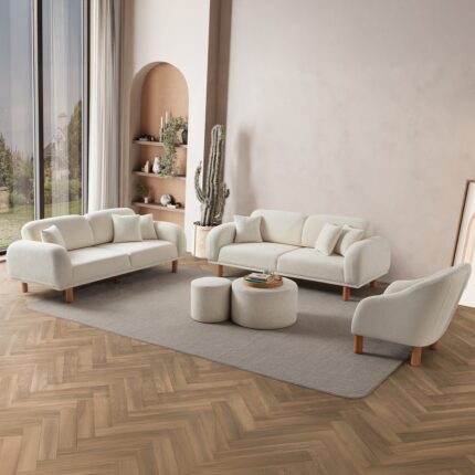 Edsy Home Regnum Koltuk Takımı 3+3+1 Krem Renk