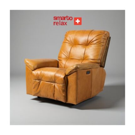 Smarto Relax TV Koltuğu Berjer – Viyana Serisi, Elektrikli Kademeli Sırt Dayama, Ergonomik Tasarım, Hakiki Deri Döşeme, Kontrol Panelli, Dekoratif Tekli Koltuk (Salon/Oturma Odası)(kahverengi)