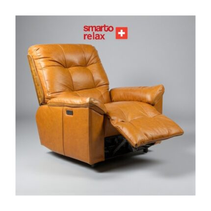 Smarto Relax TV Koltuğu Berjer – Viyana Serisi, Elektrikli Kademeli Sırt Dayama, Ergonomik Tasarım, Hakiki Deri Döşeme, Kontrol Panelli, Dekoratif Tekli Koltuk (Salon/Oturma Odası)(kahverengi) - Görsel 2