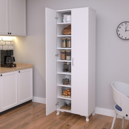 Eco Room Arina 2 Kapaklı 8 Raflı Çok Amaçlı Dolap - Beyaz - Görsel 4