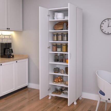 Eco Room Arina 2 Kapaklı 8 Raflı Çok Amaçlı Dolap - Beyaz - Görsel 5
