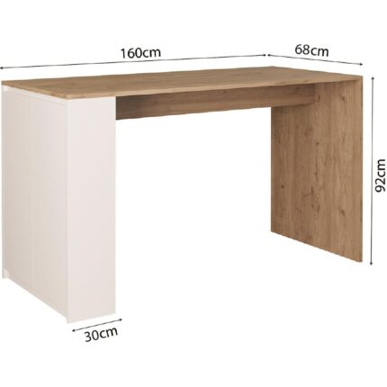 Bimossa Edgar G4812 4 Adet Tabureli Bar Masası 160CM Ahşap Üst Beyaz Alt Çok Amaçlı Karşılıklı Oturmalı Masa - Görsel 3