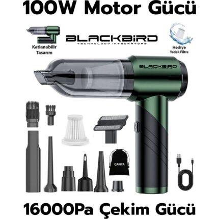 Blackbird Game Center MK-5802 16000PA Katlanabilir Kablosuz Araç Süpürgesi | 3 Kademeli Güç | Şarjlı El Süpürgesi