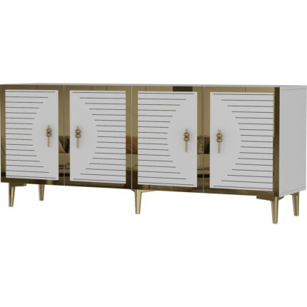 Ceneyra KA1801BG- Tuna Konsol , Tv Sehpası 180CM Beyaz - Gold - Görsel 3