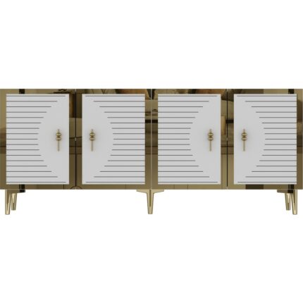 Ceneyra KA1801BG- Tuna Konsol , Tv Sehpası 180CM Beyaz - Gold - Görsel 4