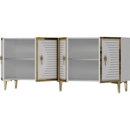 Ceneyra KA1801BG- Tuna Konsol , Tv Sehpası 180CM Beyaz - Gold - Görsel 5