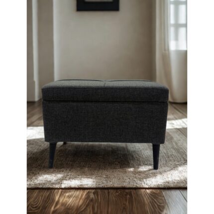 Lütfiye Gündoğan Sandıklı Keten Puf – Antrasit Gri | 60X45X40 cm Depolama Alanlı, Modern Dekoratif Oturma & Ayak Ucu Pufu - Görsel 2