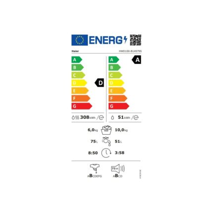 Haier HWD100-B14979-S 10 kg Yıkama 6 kg Kurutma 1400 Devir Kurutmalı Çamaşır Makinesi - Görsel 4