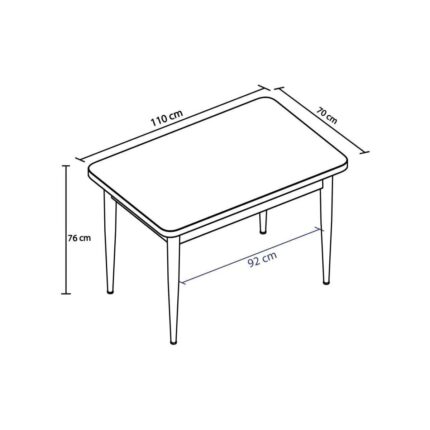 Shoovvel Vera 70X110 Mdf Beyaz Mermer Desen Ahşap Ayaklı Sabit Üst Kalite Mutfak Masası, Yemek Masası, Salon Masası - Görsel 2
