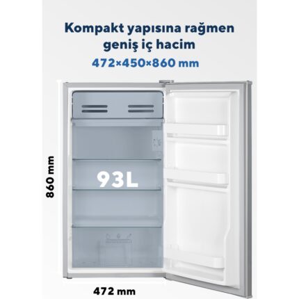 Kumtel HMB-110 E 93 L Statik Gümüş Buzdolabı  E Enerji Sınıfı ile Tasarruflu Kullanım - Görsel 3
