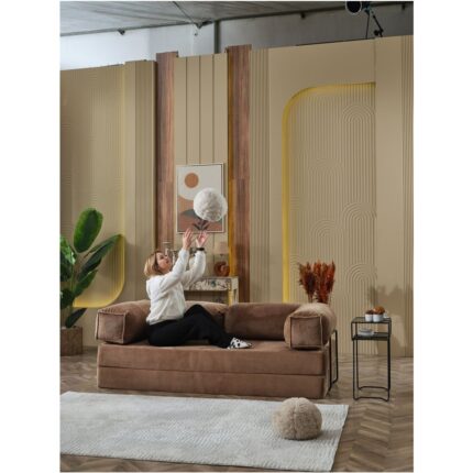 Dekoport Relax Sofa Kanepe, Fitilli Kadife, Yıkanabilir, Pratik Yer Yatağı, Uzanma Koltuğu 50 Dns