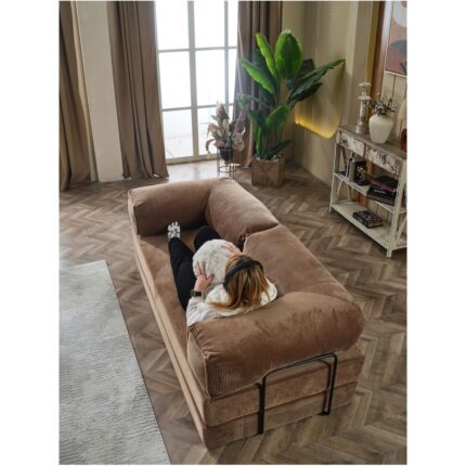 Dekoport Relax Sofa Kanepe, Fitilli Kadife, Yıkanabilir, Pratik Yer Yatağı, Uzanma Koltuğu 50 Dns - Görsel 3