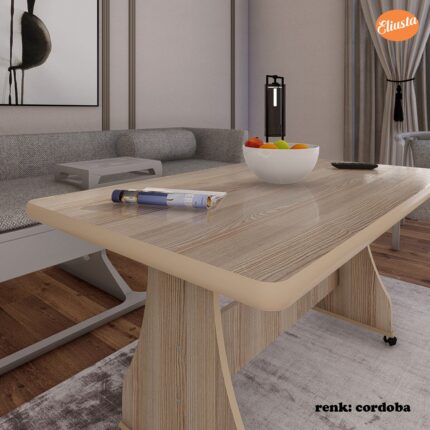 modilayn Eliusta Tekerlekli Mdf Masa %100 Mdf Orta Sehpa Mutfak Masası Yemek Masası - Görsel 2
