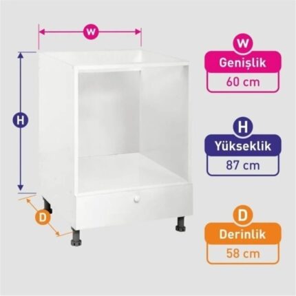 Dzgn Home Ankastre Mutfak Dolabı, Ankastre Modül Dolap, Fırın Ocak Dolabı - Beyaz - Görsel 4