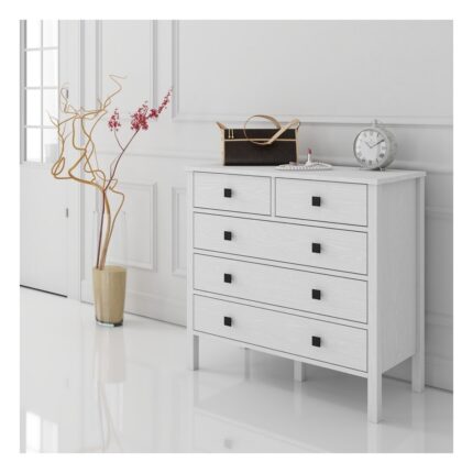 Sakura Ahşap Hunerika Ancona 5 Çekmeceli Şifonyer-Wood Beyaz-Minifiks Bağlantılı