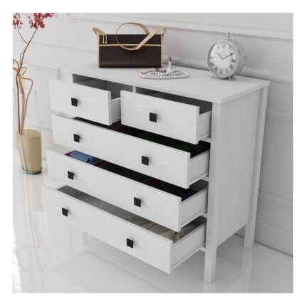 Sakura Ahşap Hunerika Ancona 5 Çekmeceli Şifonyer-Wood Beyaz-Minifiks Bağlantılı - Görsel 4
