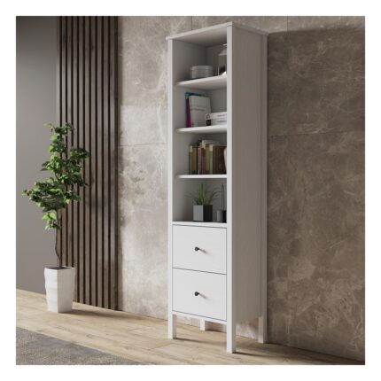 Sakura Ahşap Hunerika Navera 2 Çekmeceli Kitaplık-Wood Beyaz-Minifiks Bağlantılı