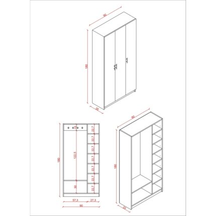 asratrend %100 Mdflam Vestiyer & Portmanto V-07 (90CM) - Görsel 5